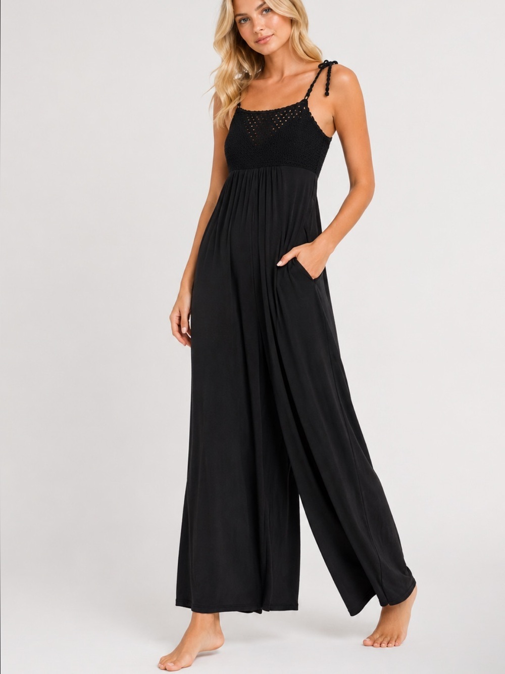 Robin Piccone Chira Rickrack Wide Leg Jumpsuit Swim Cover Up XS 54717